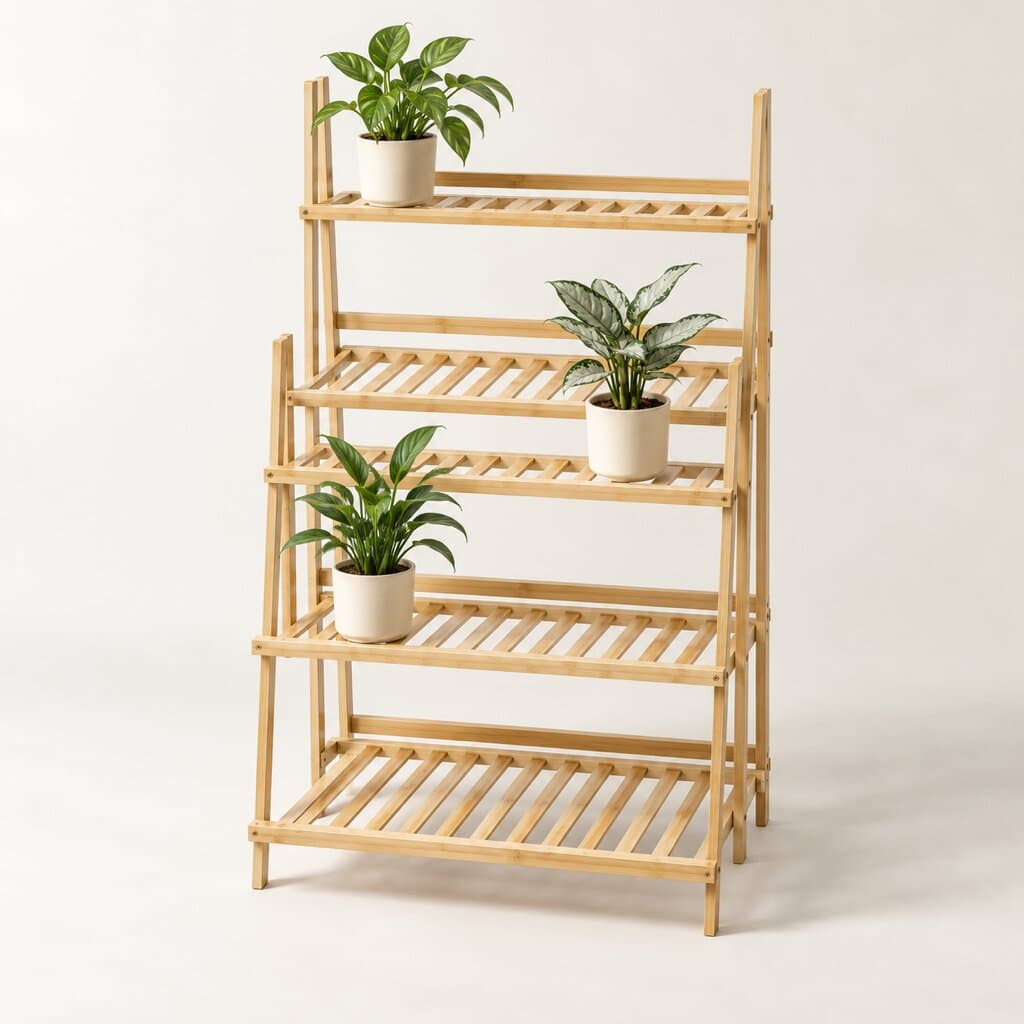 Bamboo Plant Stand — Stepped