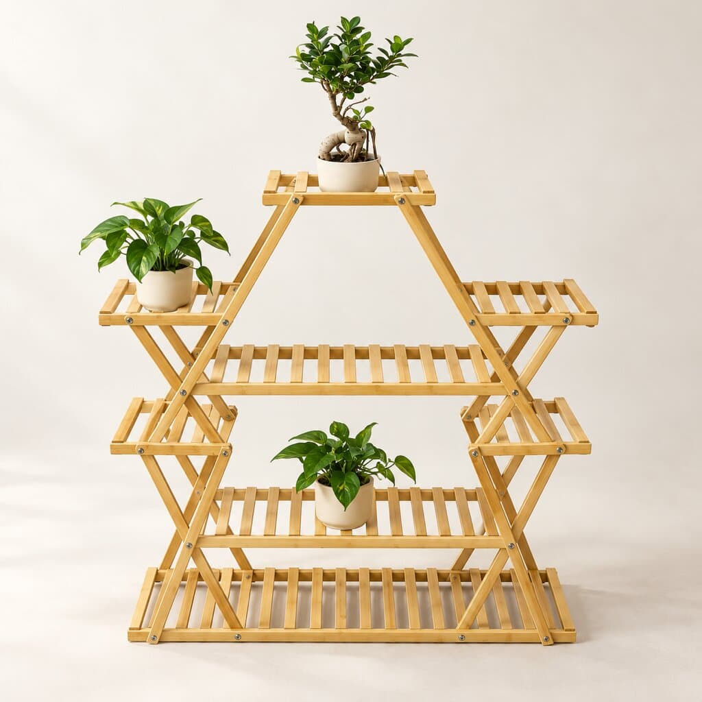 Bamboo Plant Stand — Tall Multi-Tier