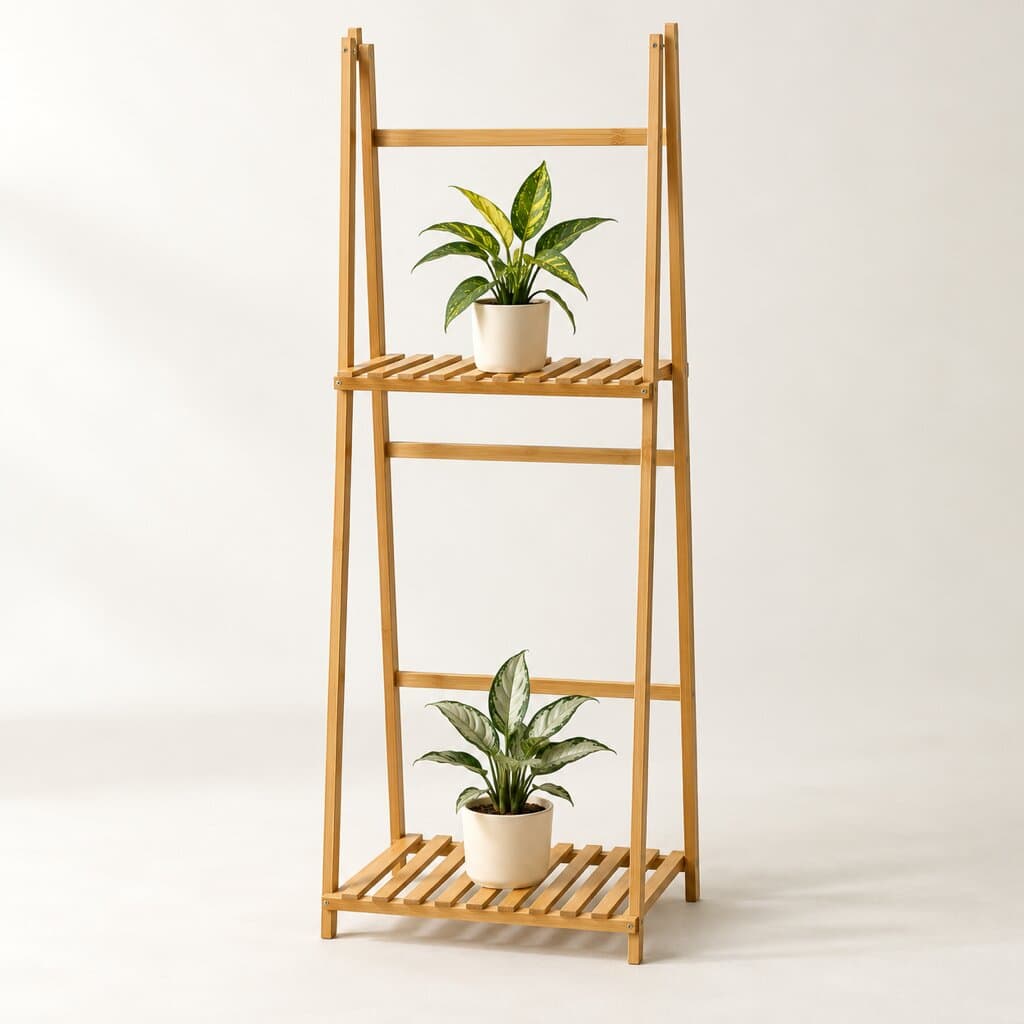 Bamboo Plant Stand — Two Shelf
