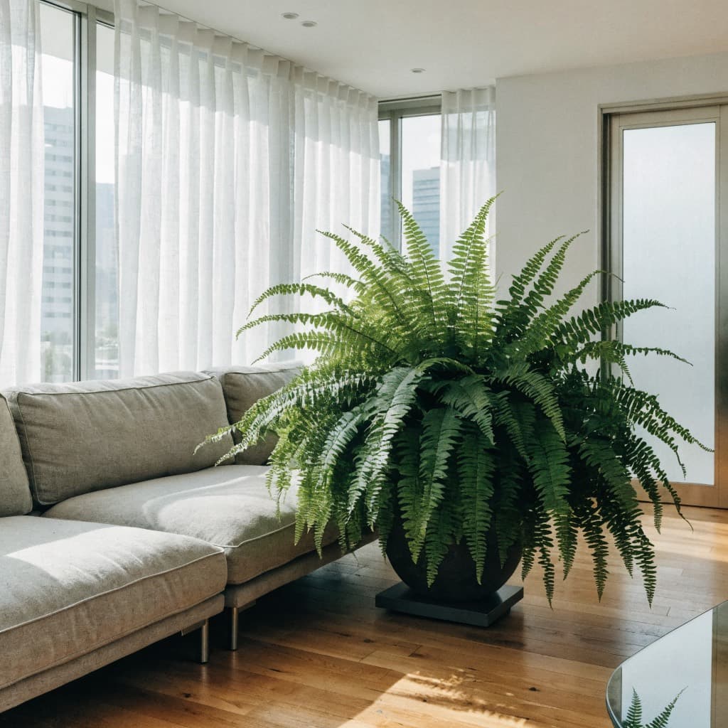 Boston Fern styled in a warm UAE home