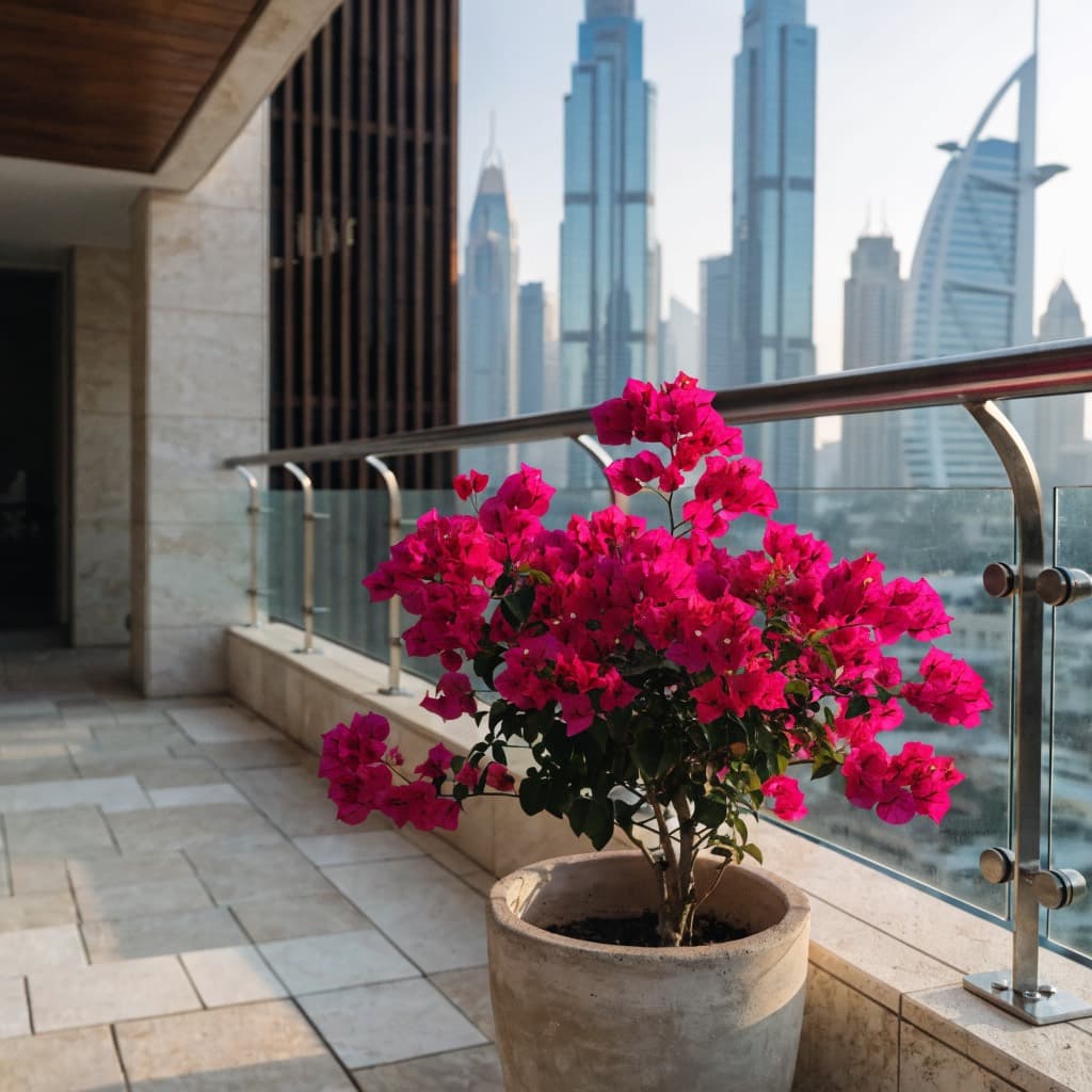 Bougainvillea Bush styled in a warm UAE home
