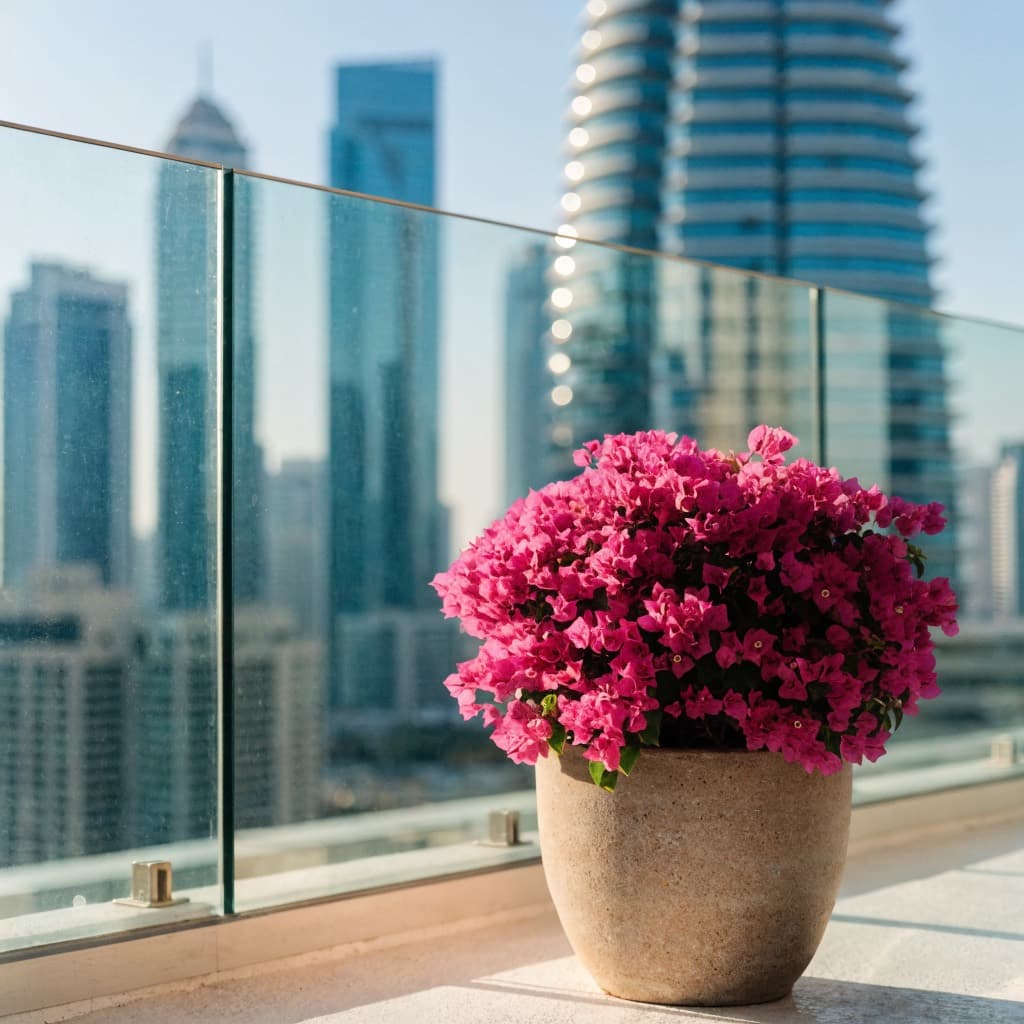 جهنمية «بينك بيكسي» القزمة (Bougainvillea glabra) — صورة توضيحية للنبتة في ديكور منزلي