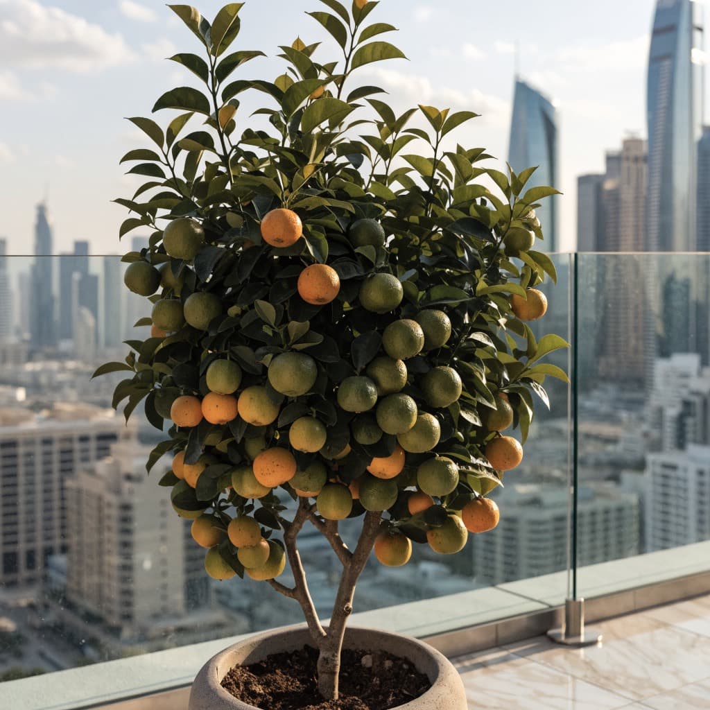 شجرة الكالامانسي (Citrofortunella microcarpa) — صورة توضيحية للنبتة في ديكور منزلي
