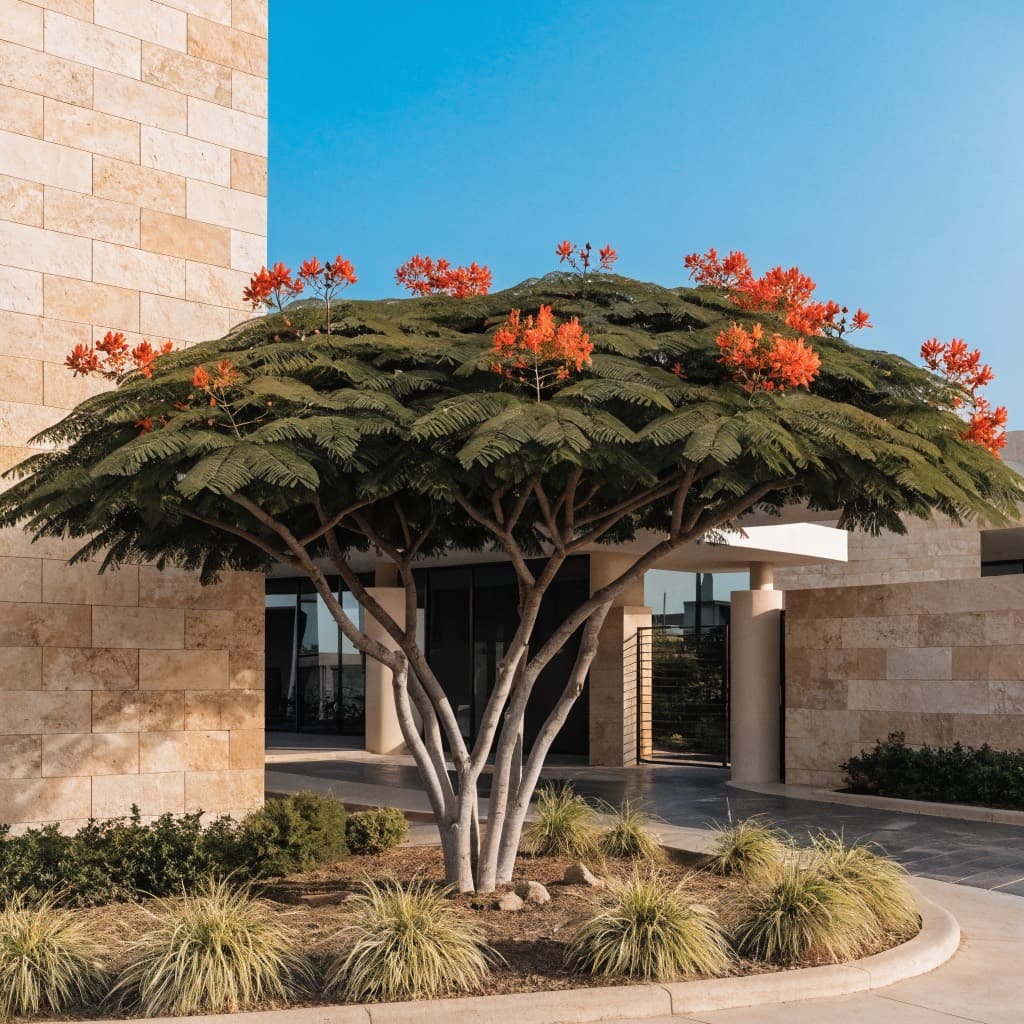 Flame Tree (Delonix regia) — 30Ltr styled in a warm UAE home