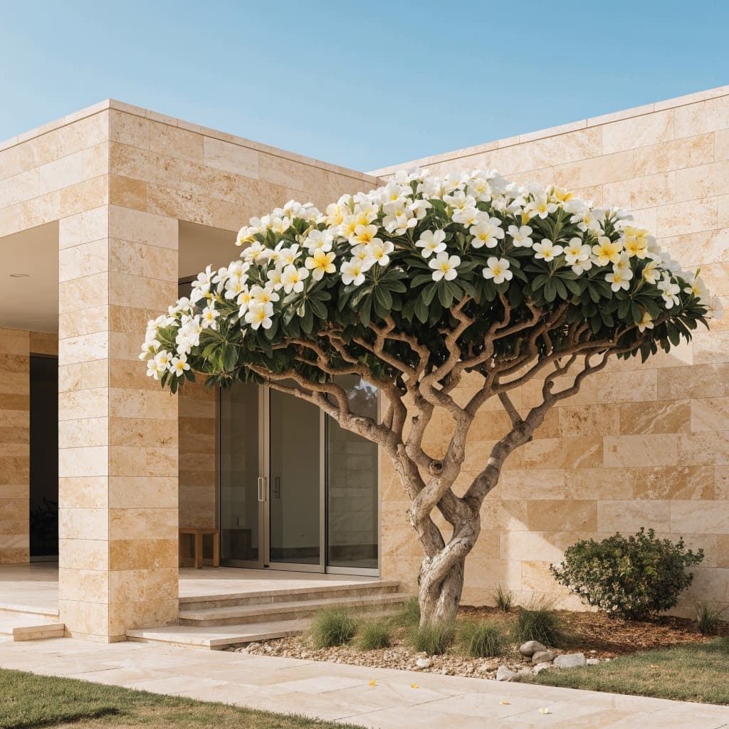 Frangipani — Mature Specimen 200cm styled in a warm UAE home