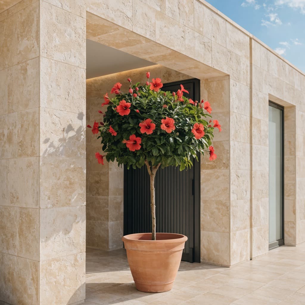 Hibiscus Standard Tree — 120cm styled in a warm UAE home