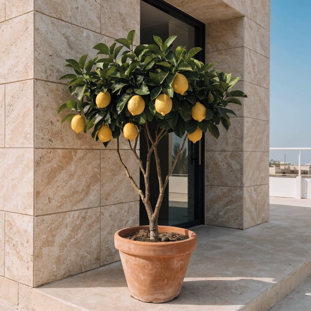 شجرة ليمون (عُماني) — 100 سم (Citrus limon) — صورة توضيحية للنبتة في ديكور منزلي