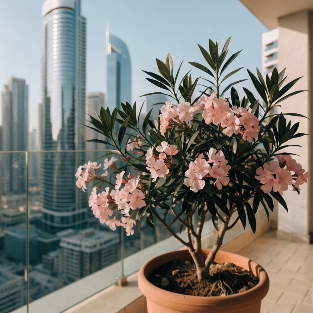 الدفلة (نيريوم) (Nerium oleander) — صورة توضيحية للنبتة في ديكور منزلي