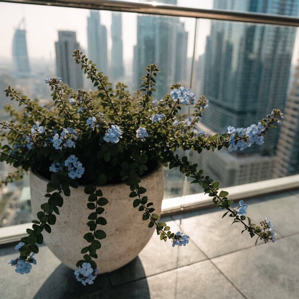 Plumbago 'Blue' styled in a warm UAE home