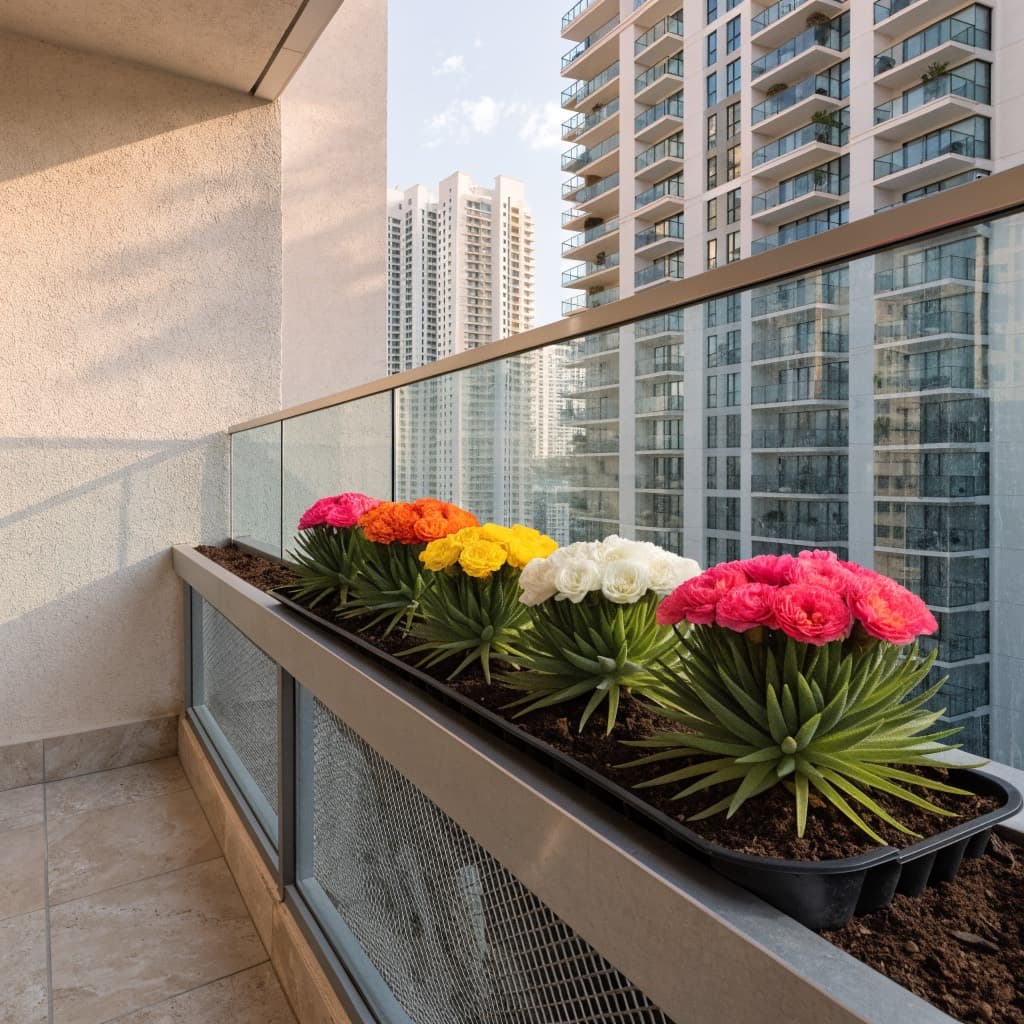 Portulaca Sun Jewels Tray — 6 Plants styled in a warm UAE home