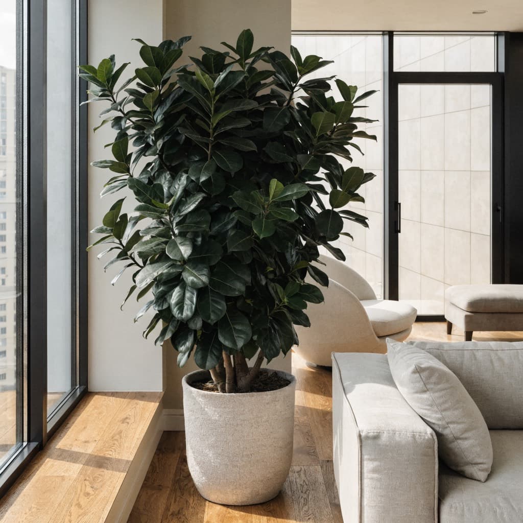 فيكس الخصوصية — كثيف (Ficus nitida) — صورة توضيحية للنبتة في ديكور منزلي