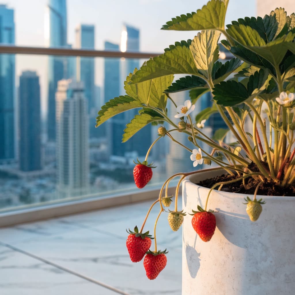 Strawberry Plant styled in a warm UAE home