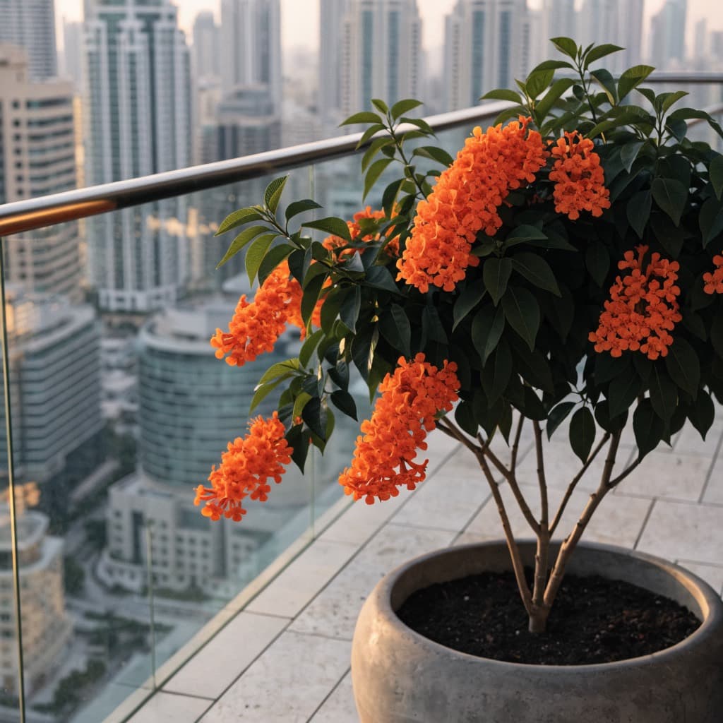 Tecoma / Cape Honeysuckle styled in a warm UAE home