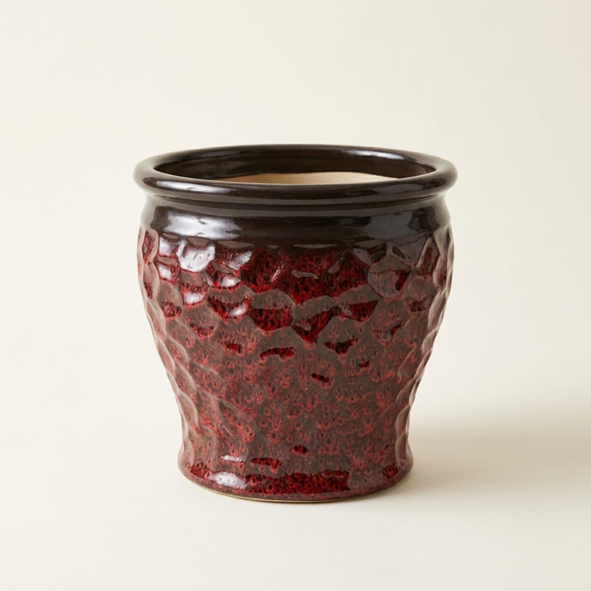 Oxblood Hammered-Glaze Planter - Large